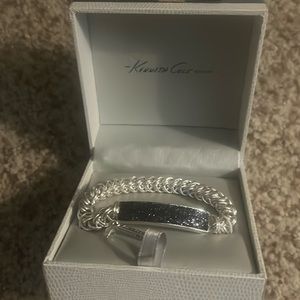Kenneth Cole stretch silver bracelet with blue sparkly band